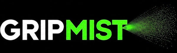 Grip Mist logo with a spray effect on a black background